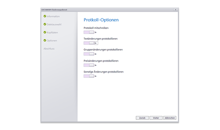 Protokoll-Optionen